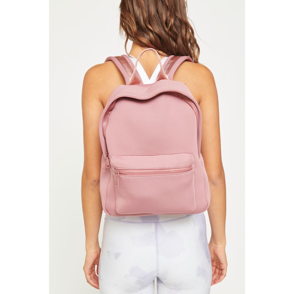 Woman wearing Mauve Urban Expressions Declan Backpack 840611180780 View 4 | Mauve