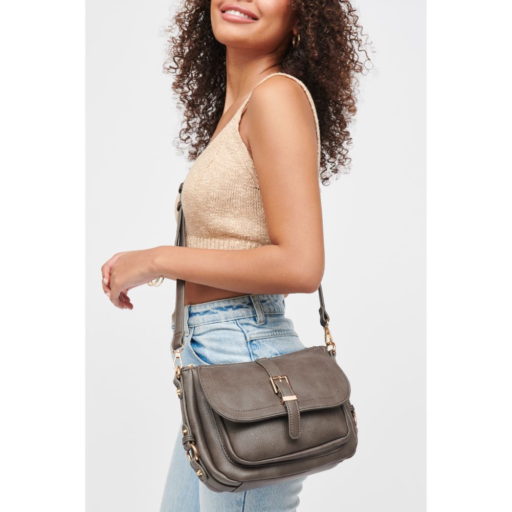 Woman wearing Slate Urban Expressions Lizzie Crossbody 840611184634 View 1 | Slate
