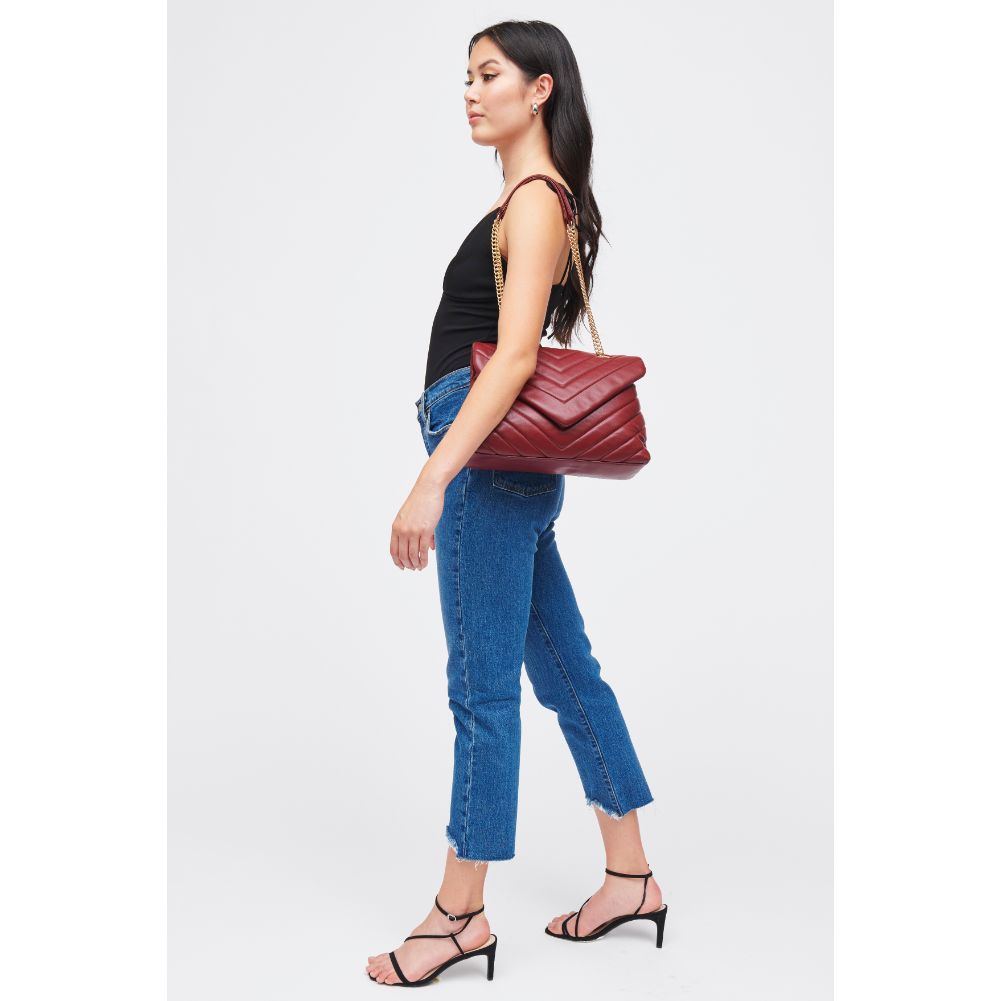 Woman wearing Merlot Urban Expressions Ivy Crossbody 840611185754 View 4 | Merlot