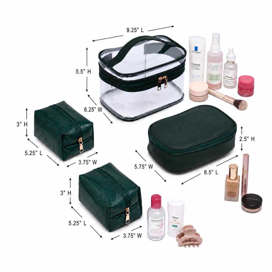 Woman wearing Emerald Urban Essentials Croc Chic - 4 Piece Train Case Set 840504215728 View 3 | Emerald