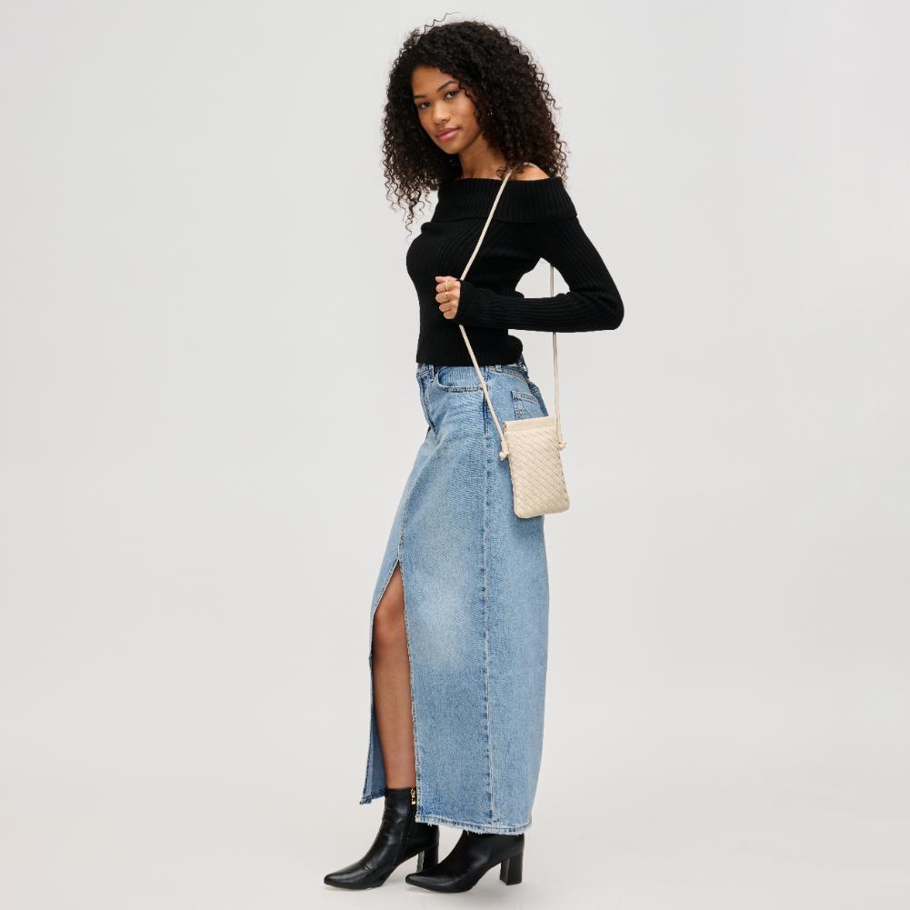 Woman wearing Oatmilk Urban Expressions Jackie Crossbody 840611141965 View 3 | Oatmilk