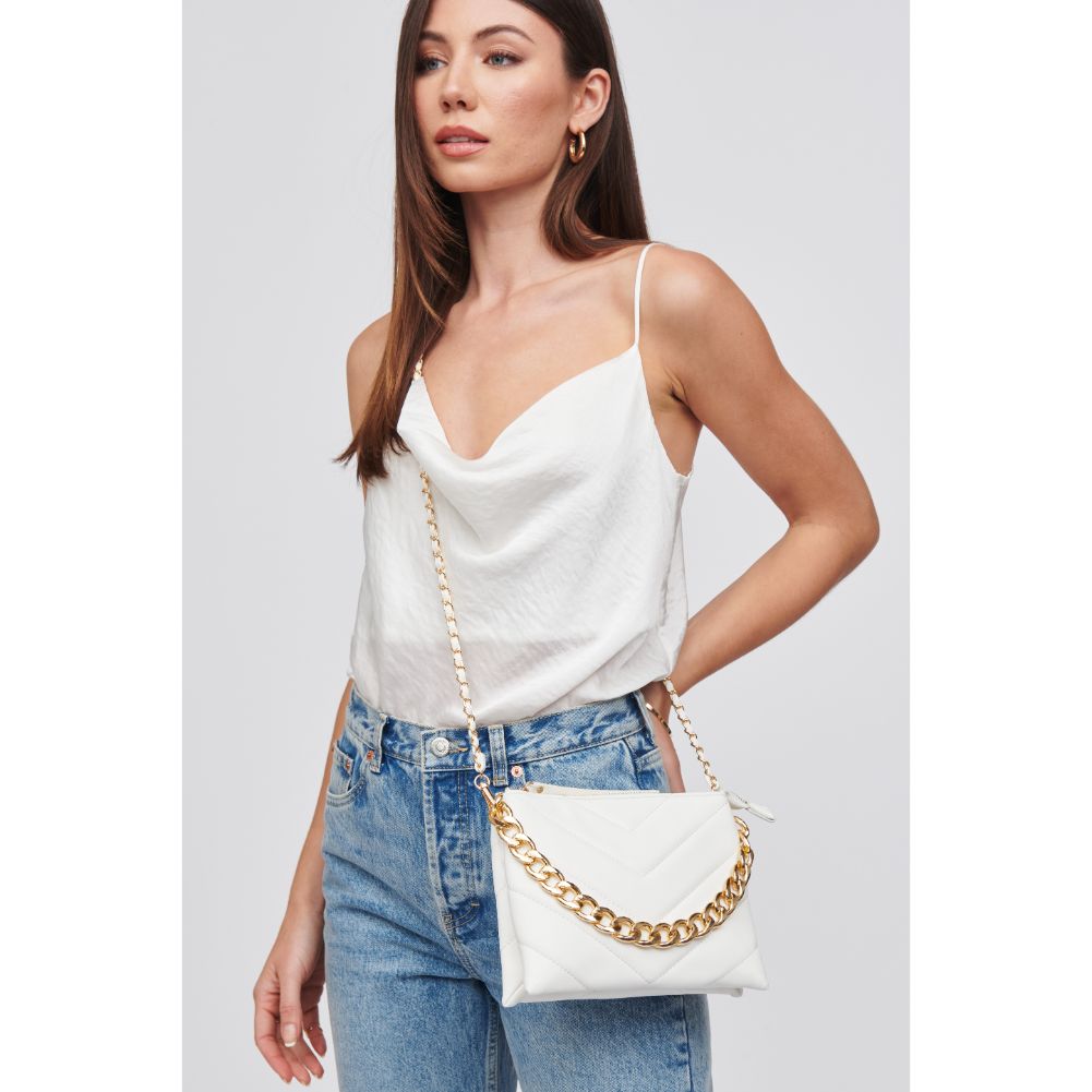 Woman wearing White Urban Expressions Andie Crossbody 818209015615 View 1 | White