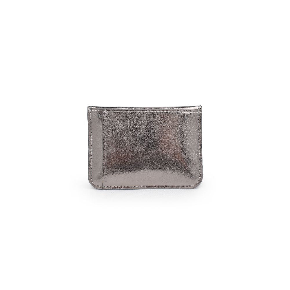 Woman wearing Pewter Urban Expressions Fifi Metallic Card Holder 840611119452 View 7 | Pewter