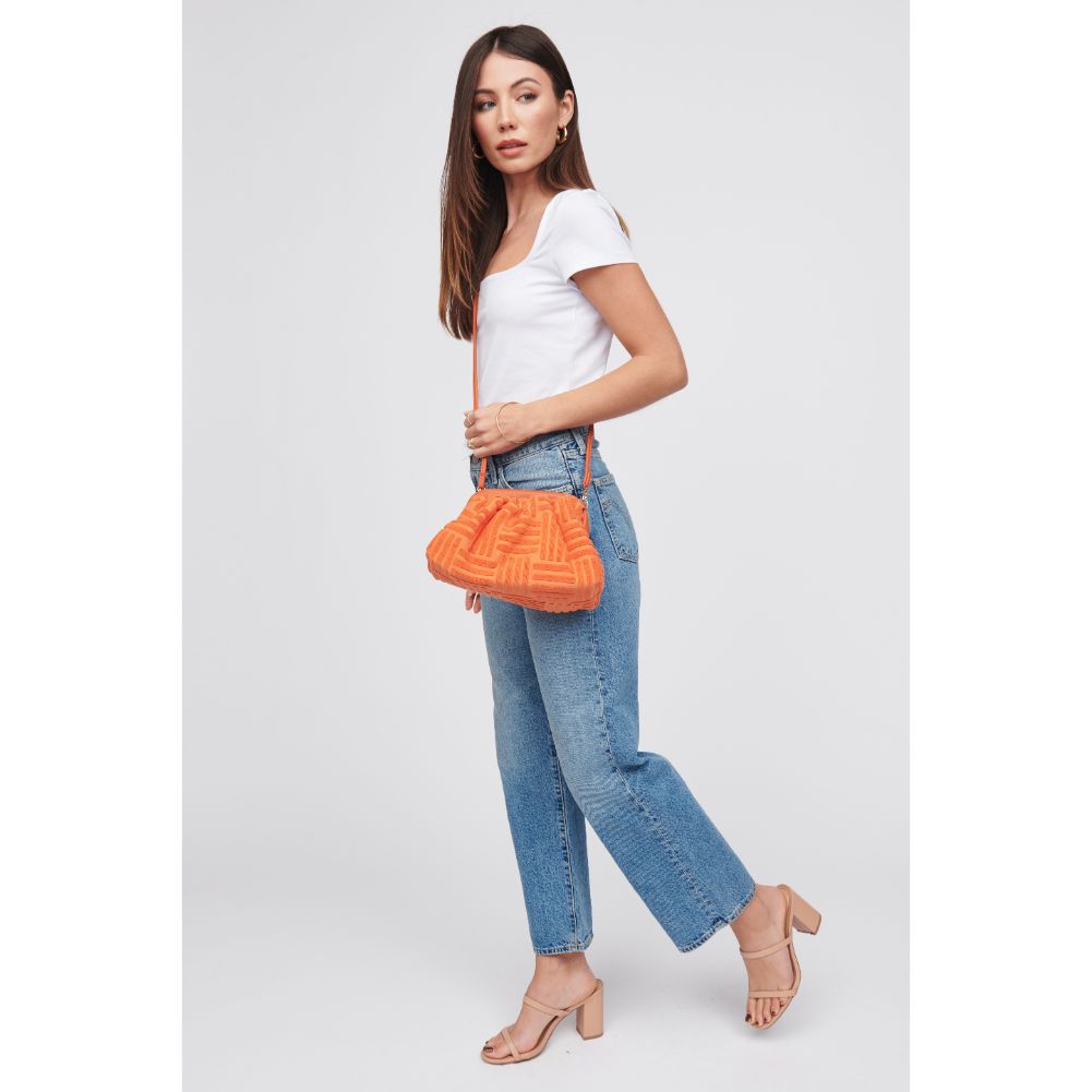 Woman wearing Tangerine Urban Expressions Winnie Crossbody 840611100139 View 3 | Tangerine