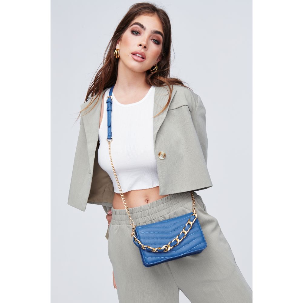 Woman wearing Denim Urban Expressions Genny - Chevron Stitch Crossbody 818209011112 View 1 | Denim