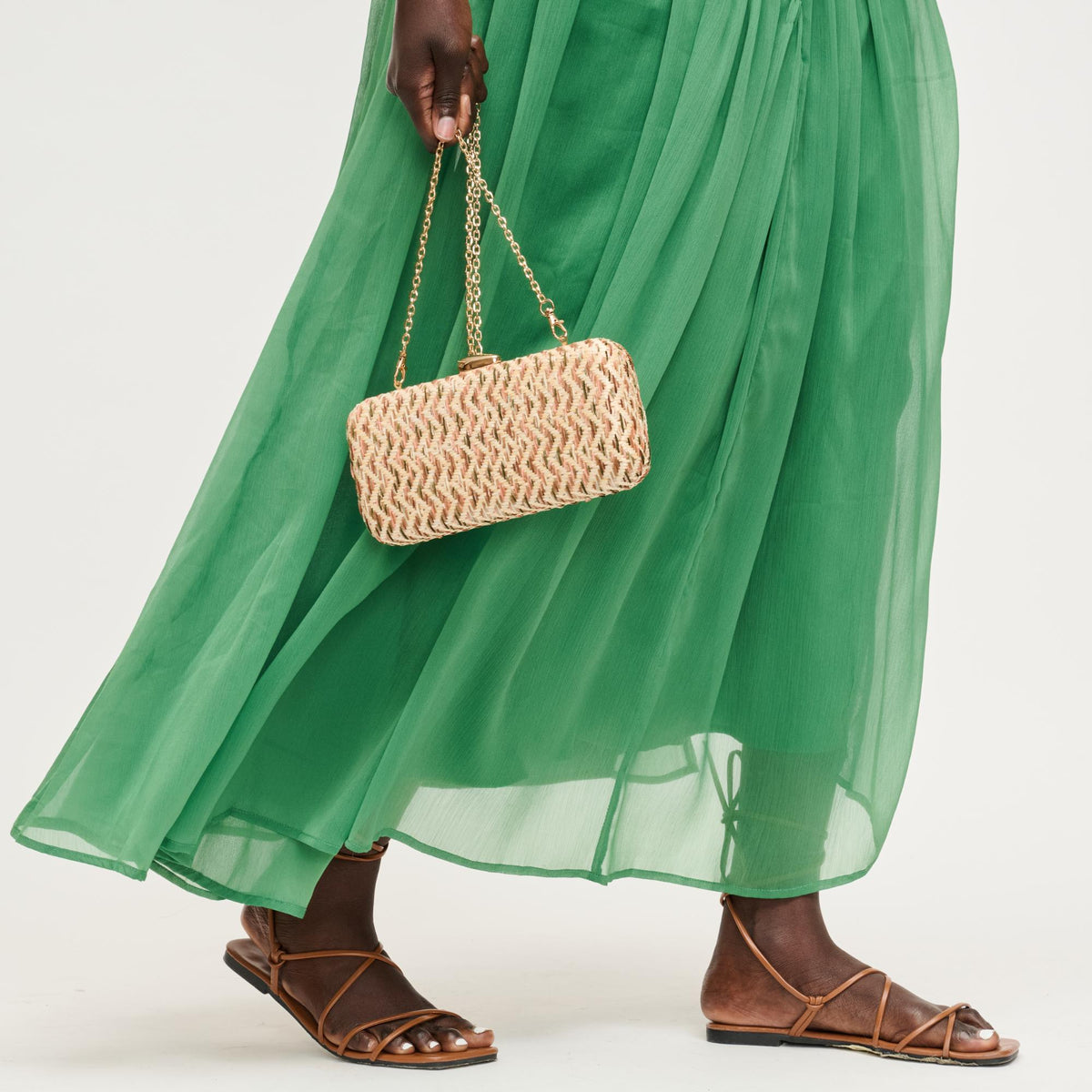 Woman wearing Beige Multi Urban Expressions Valentina Evening Bag 840504206498 View 3 | Beige Multi