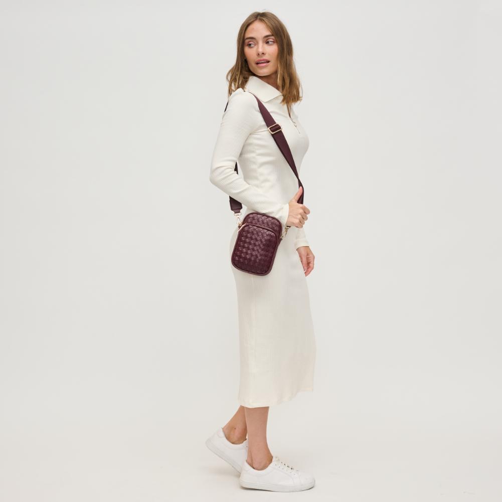 Woman wearing Wine Urban Expressions Celeste Crossbody 840611134691 View 3 | Wine