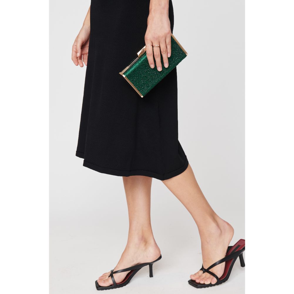 Woman wearing Emerald Urban Expressions Madelyn Evening Bag 840611102560 View 3 | Emerald