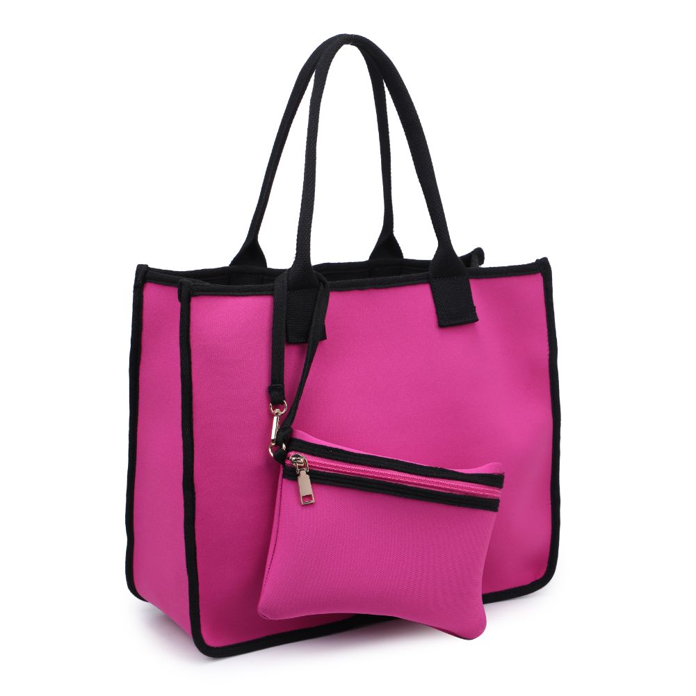 Woman wearing Magenta Urban Expressions Wade Tote 840611118172 View 6 | Magenta