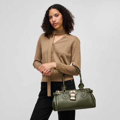 Woman wearing Olive Urban Expressions Moda Satchel 840504211683 View 1 | Olive
