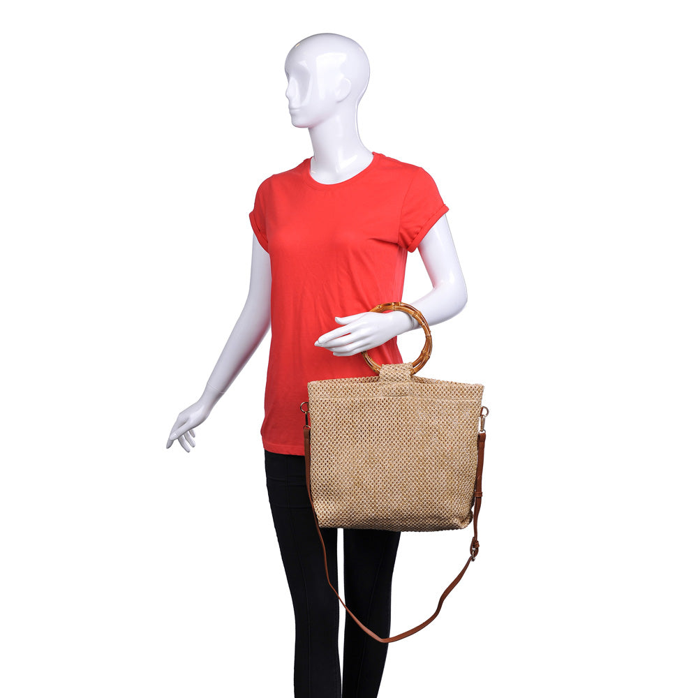 Woman wearing Tan Urban Expressions Hanalei Tote NA-840611159359 View 1 | Tan