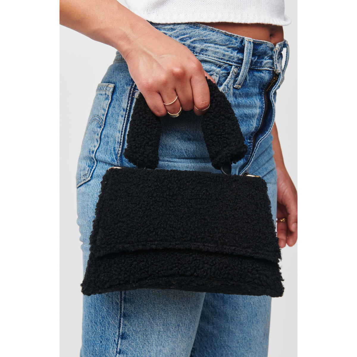 Woman wearing Black Urban Expressions Merino Top Handle 818209012287 View 2 | Black