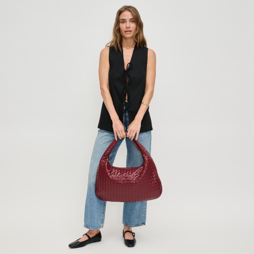 Woman wearing Wine Urban Expressions Victoria Hobo 840611140845 View 3 | Wine