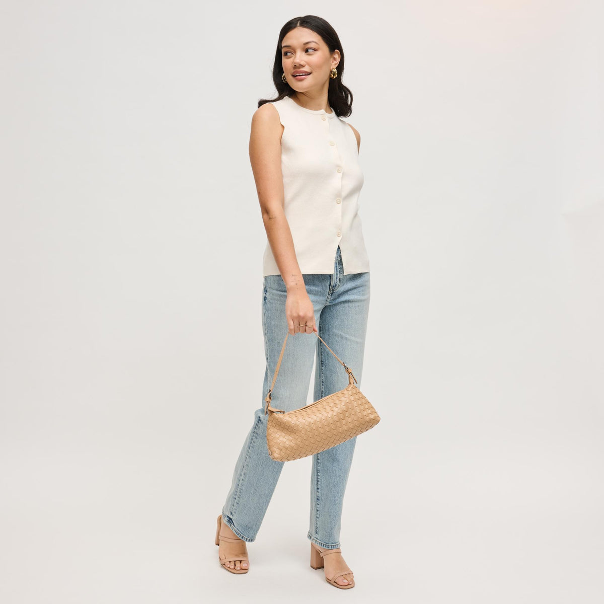 Woman wearing Camel Urban Expressions Audrey Shoulder Bag 840504204098 View 2 | Camel