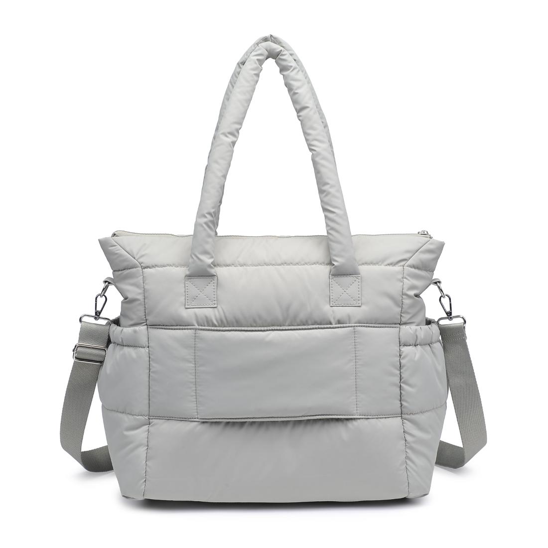 Woman wearing Sage Grey Urban Expressions Jetsetter Tote 840611195098 View 7 | Sage Grey