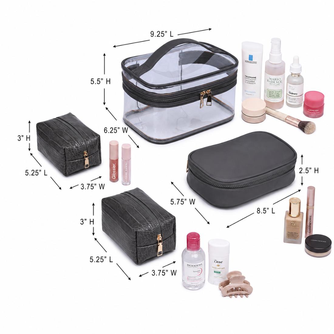 Woman wearing Dark Grey Urban Essentials Croc Chic - 4 Piece Train Case Set 840504215742 View 3 | Dark Grey