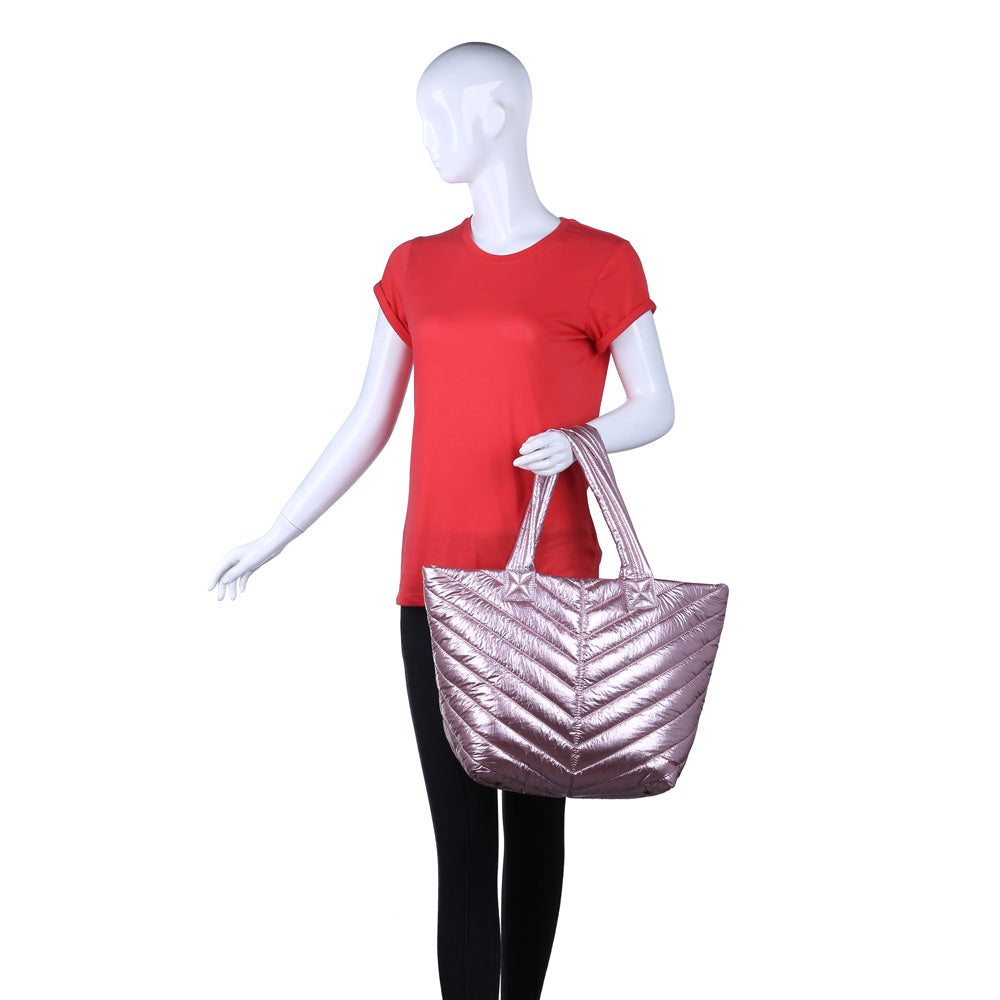 Product Image of Urban Expressions Kickoff Tote NA-840611162380 View 5 | Metallic Pink