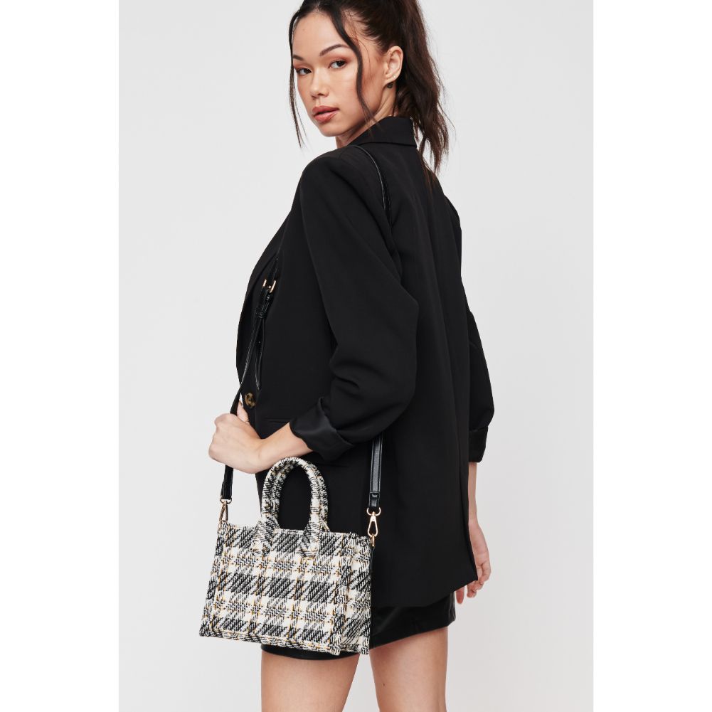 Woman wearing Black Urban Expressions Edina - Plaid Crossbody 840611103079 View 2 | Black