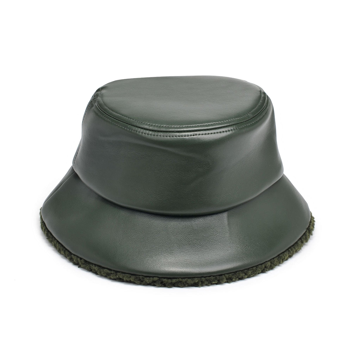 Product Image of Urban Expressions Shearling Trim Bucket Hat Bucket Hat 818209014694 View 5 | Olive
