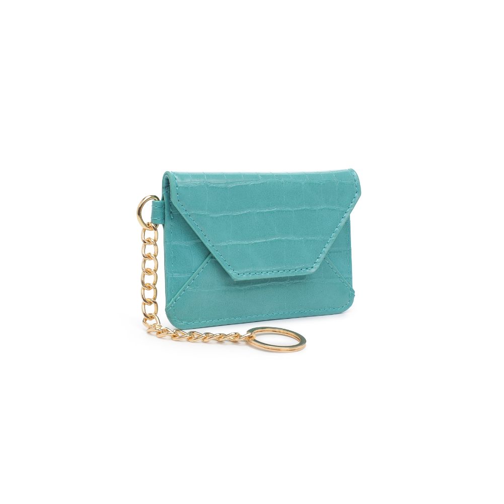 Woman wearing Turquoise Urban Expressions Gia - Croco Card Holder 840611181831 View 6 | Turquoise