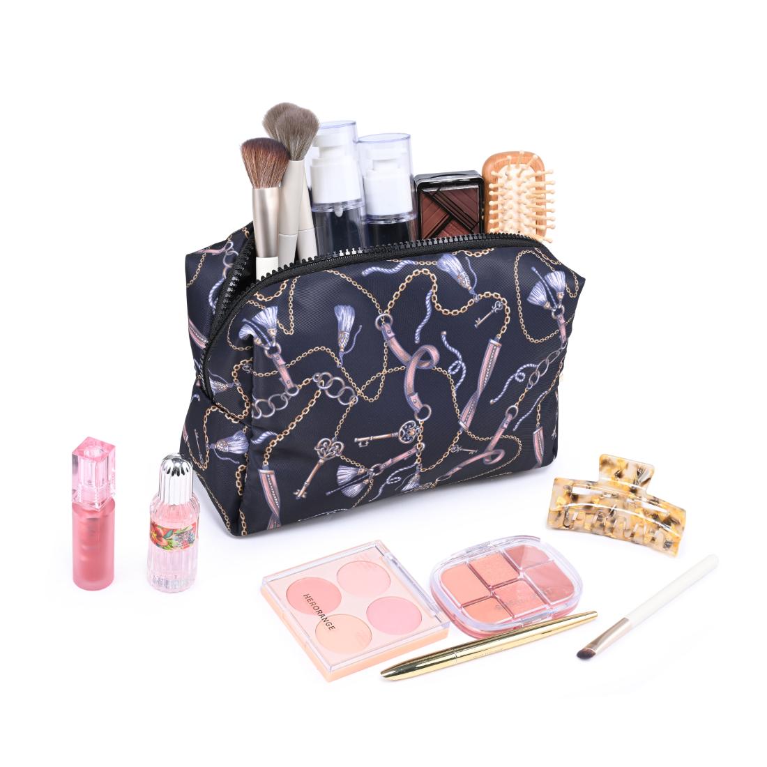 Woman wearing Black Urban Essentials Lock & Luxe Cosmetic & Travel Organizer Pouch 840504210105 View 1 | Black