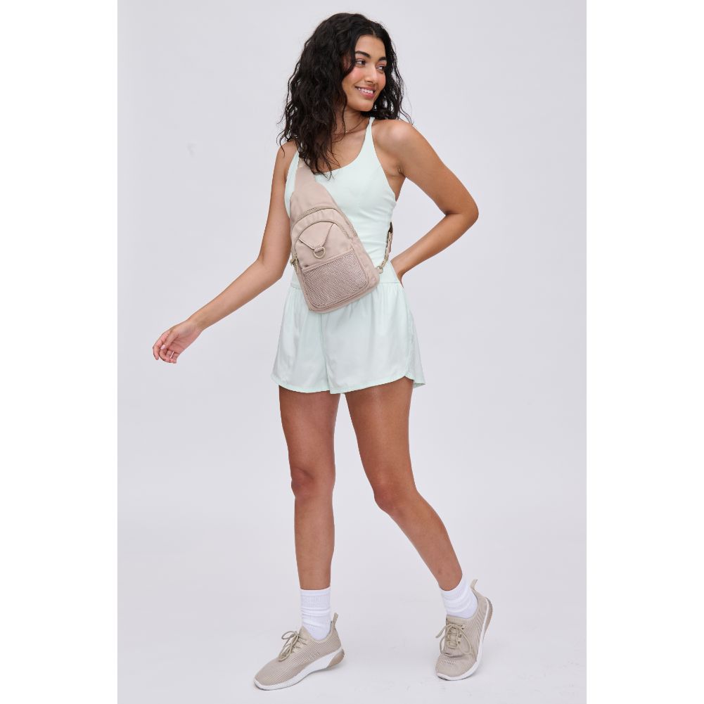 Woman wearing Natural Urban Expressions Walker - Nylon Sling Backpack 840611114396 View 4 | Natural