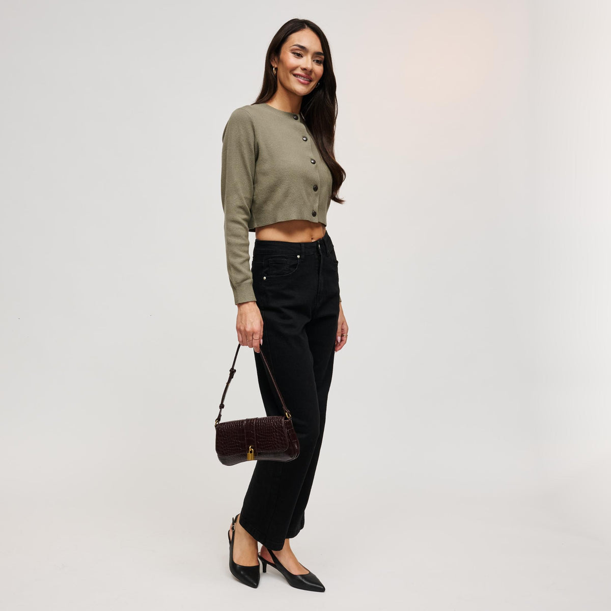 Woman wearing Chocolate Urban Expressions Marsilee Shoulder Bag 840504212260 View 4 | Chocolate