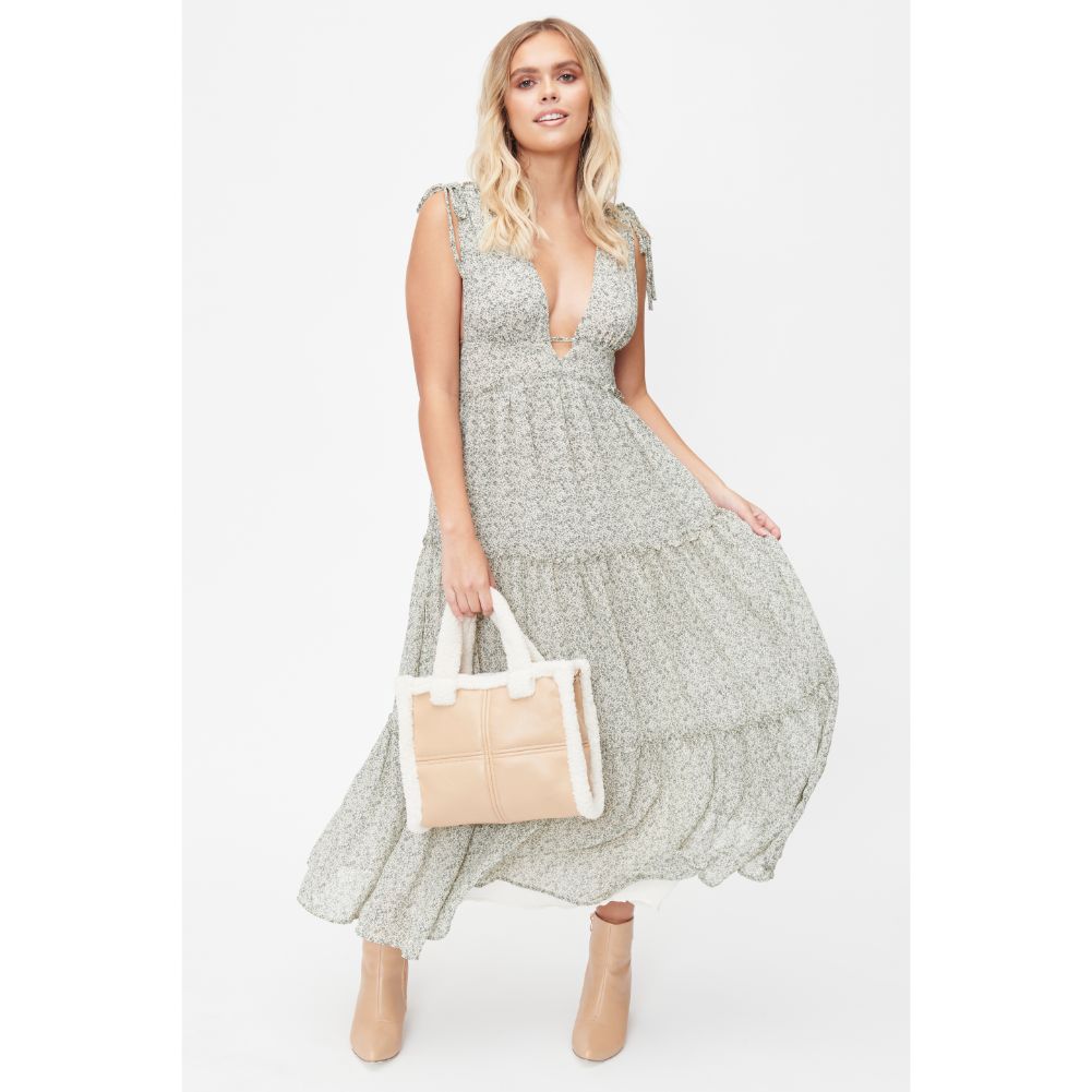 Woman wearing Natural Urban Expressions Cheviot Tote 840611101464 View 4 | Natural
