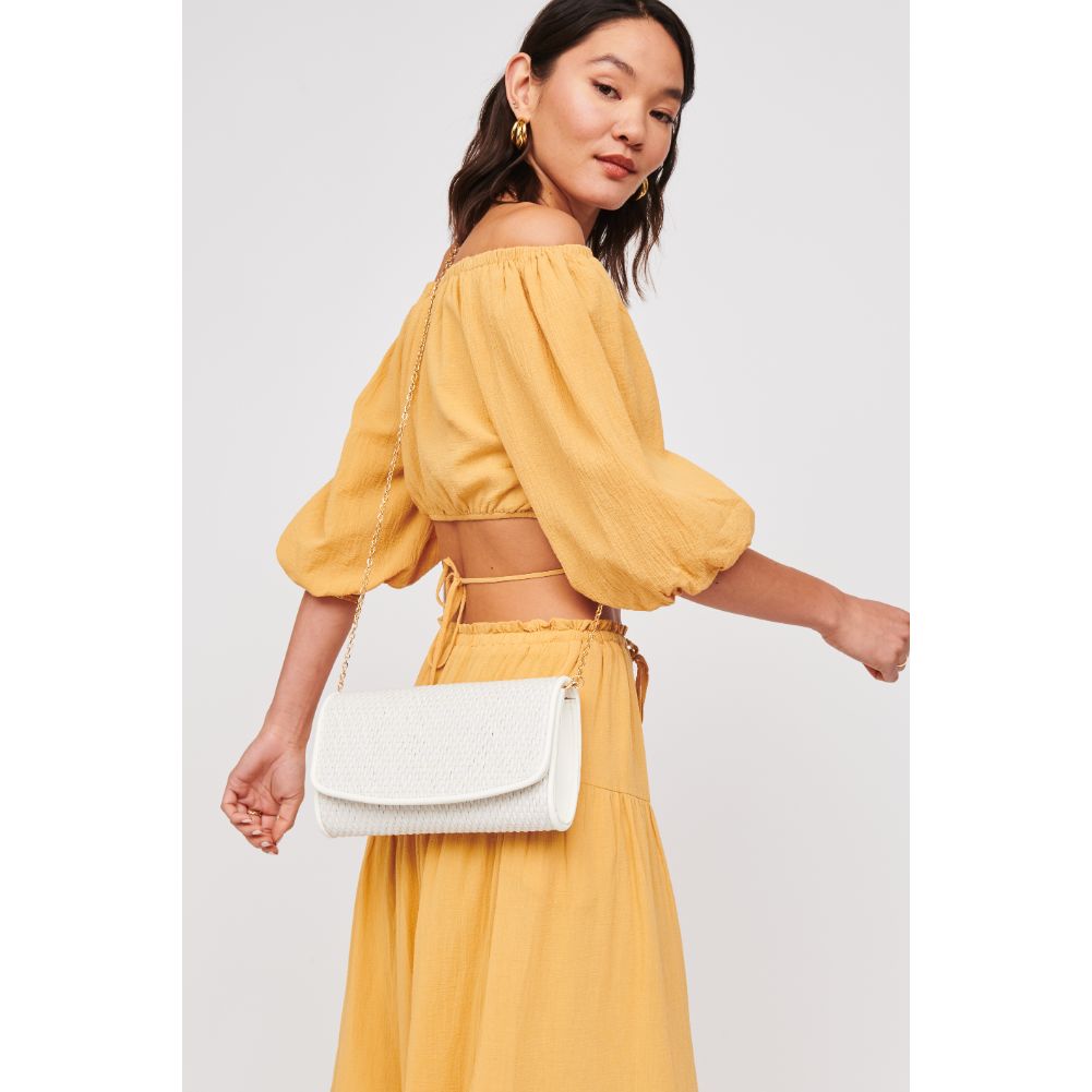 Woman wearing White Urban Expressions Imogen Clutch 840611101839 View 1 | White