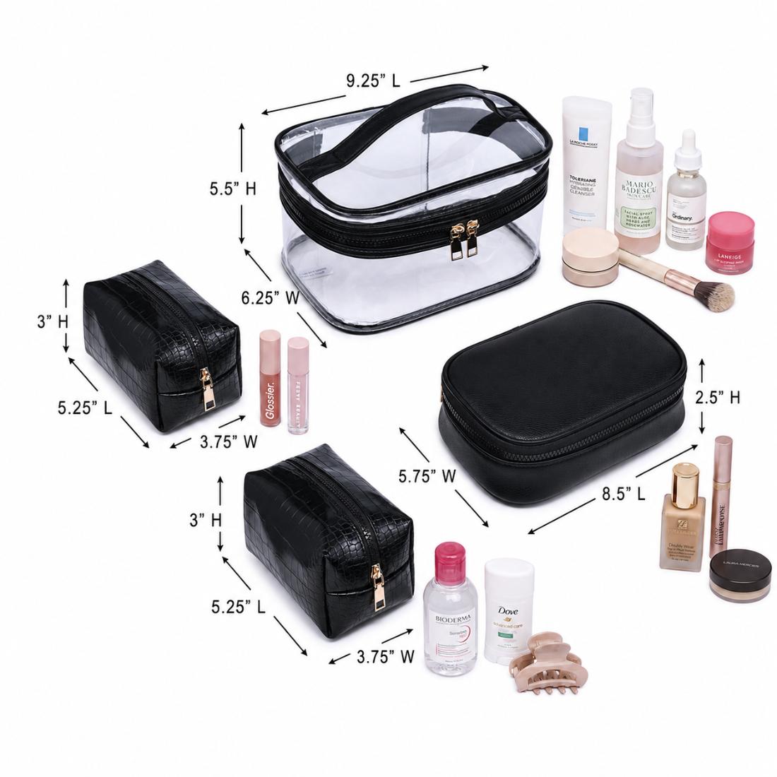 Woman wearing Black Urban Essentials Croc Chic - 4 Piece Train Case Set 840504215698 View 3 | Black