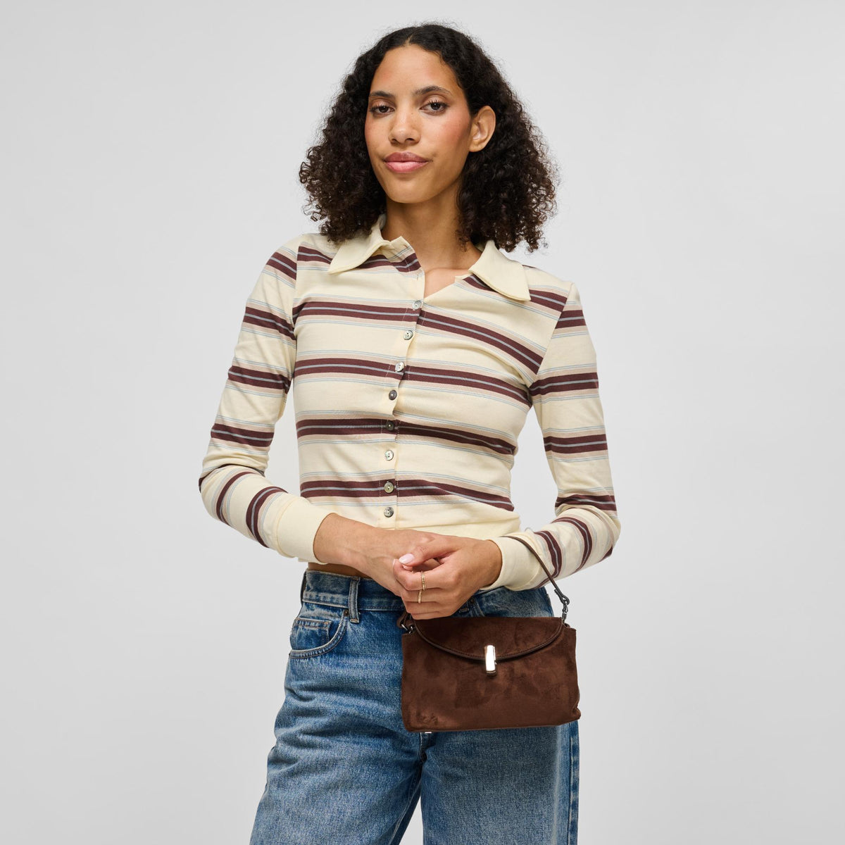 Woman wearing Chocolate Urban Expressions Inez Crossbody 840504214752 View 3 | Chocolate