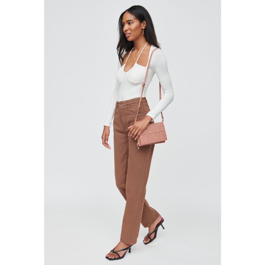 Woman wearing Blush Urban Expressions Raelynn Crossbody 840611103925 View 4 | Blush