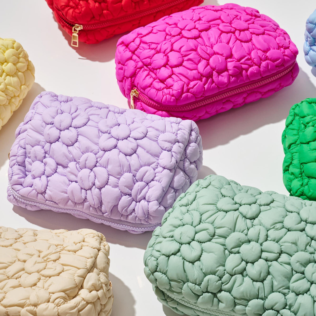 Woman wearing Lilac Urban Expressions Flora Pop - Nylon Cosmetic Pouch 840611144218 View 2 | Lilac