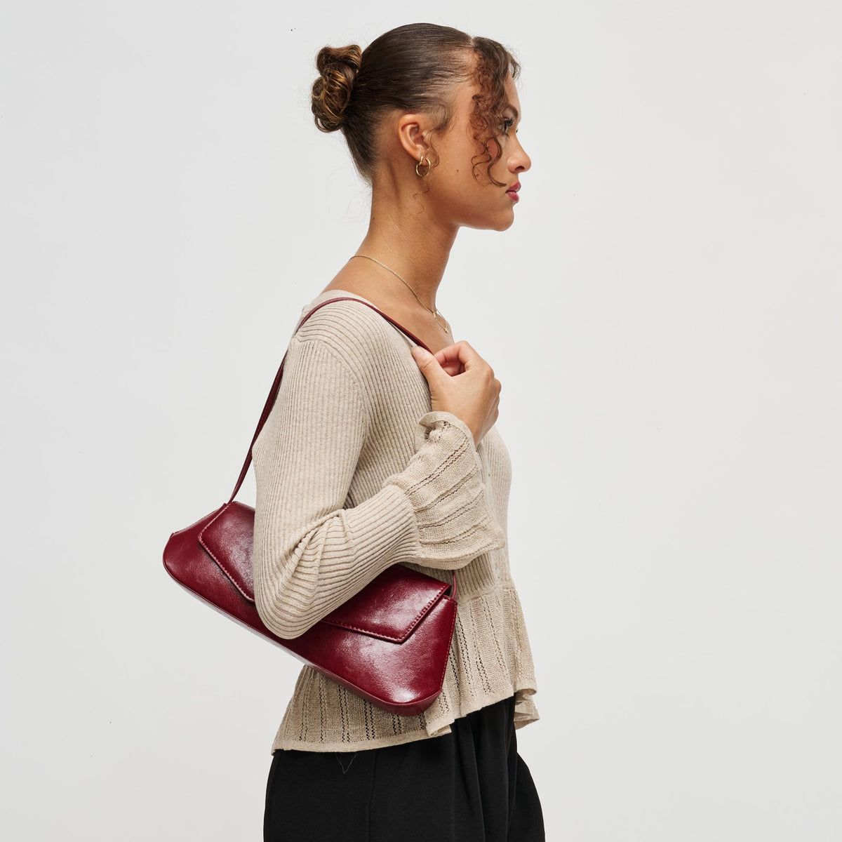 Woman wearing Wine Urban Expressions Mett Shoulder Bag 840504212697 View 2 | Wine