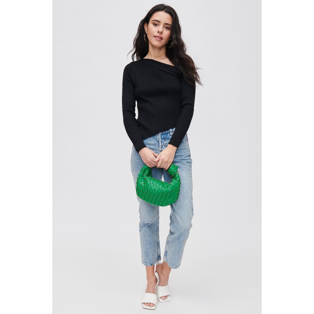 Woman wearing Kelly Green Urban Expressions Tracy - Woven Clutch 840611107800 View 3 | Kelly Green