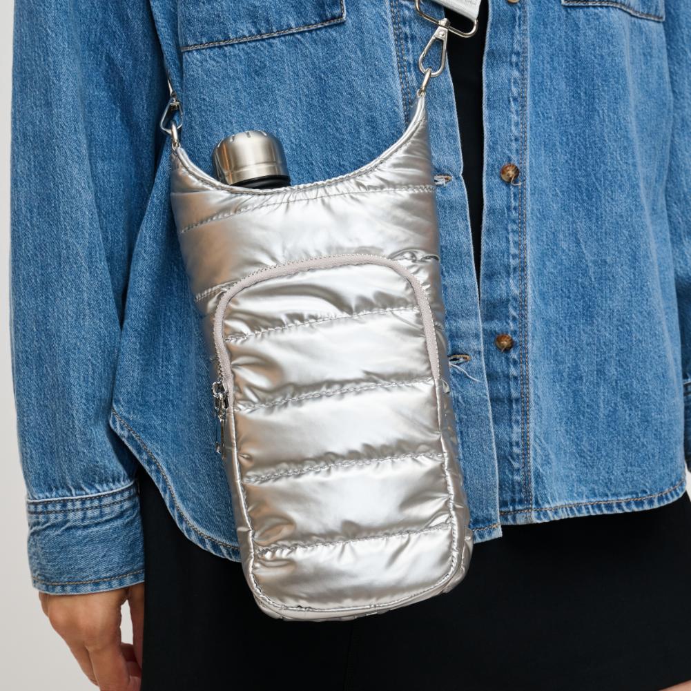 Woman wearing Silver Urban Expressions Jace Crossbody 840611193568 View 4 | Silver