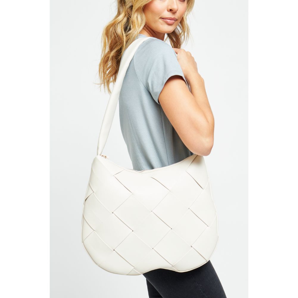 Woman wearing Cream Urban Expressions Mira Messenger 840611179296 View 1 | Cream