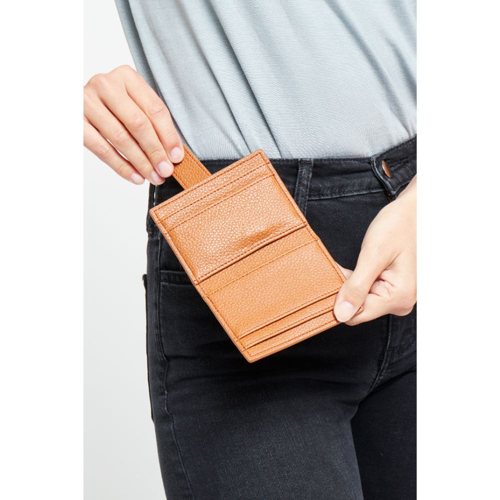 Woman wearing Tan Urban Expressions Lola Card Holder 840611164803 View 2 | Tan