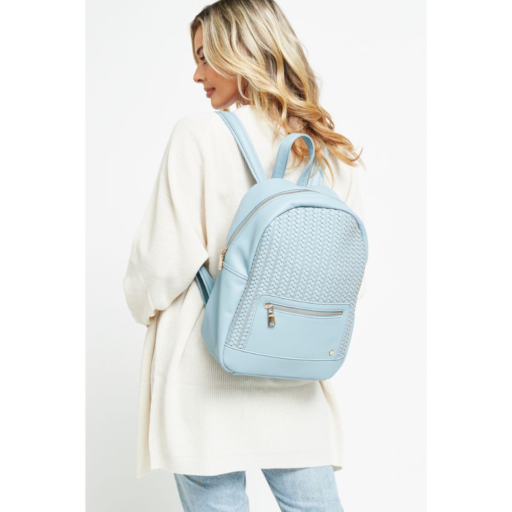 Woman wearing Sky Blue Urban Expressions Becca Backpack 840611178732 View 1 | Sky Blue