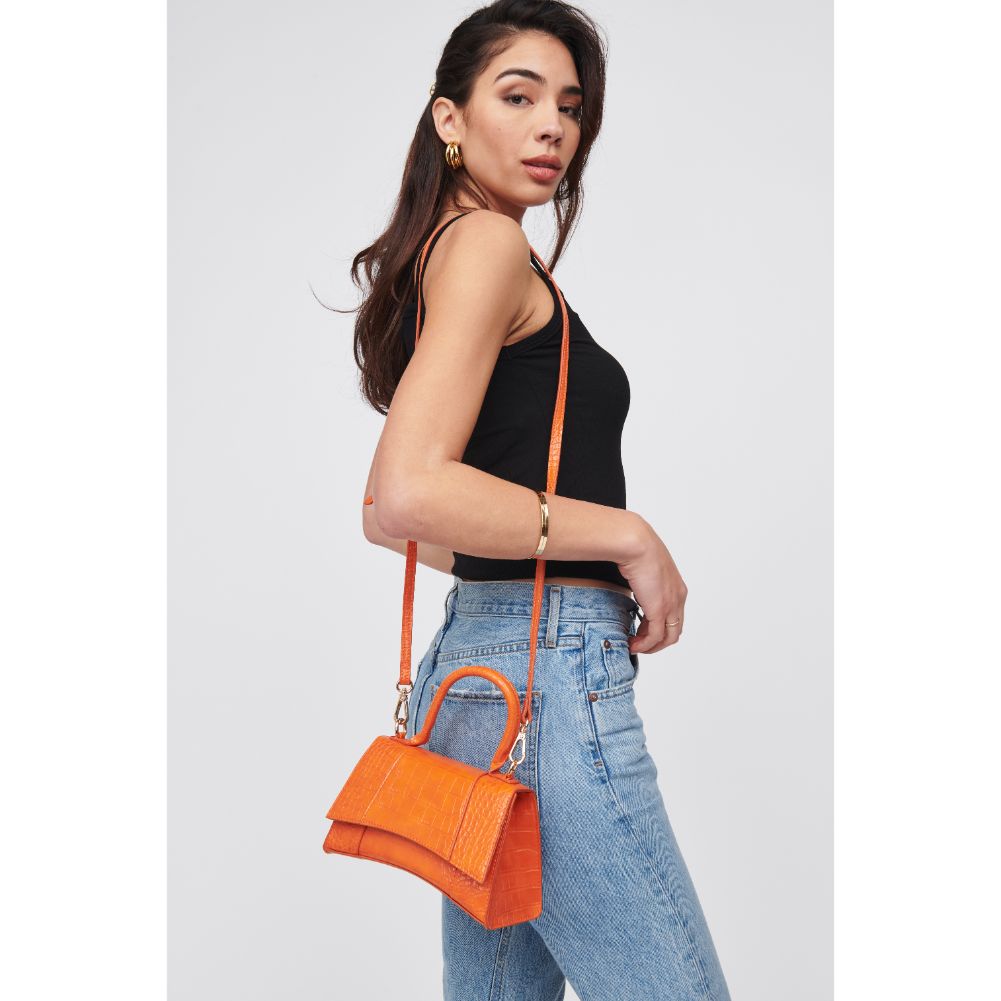Woman wearing Tangerine Urban Expressions Lucas - Croco Crossbody 818209018418 View 2 | Tangerine