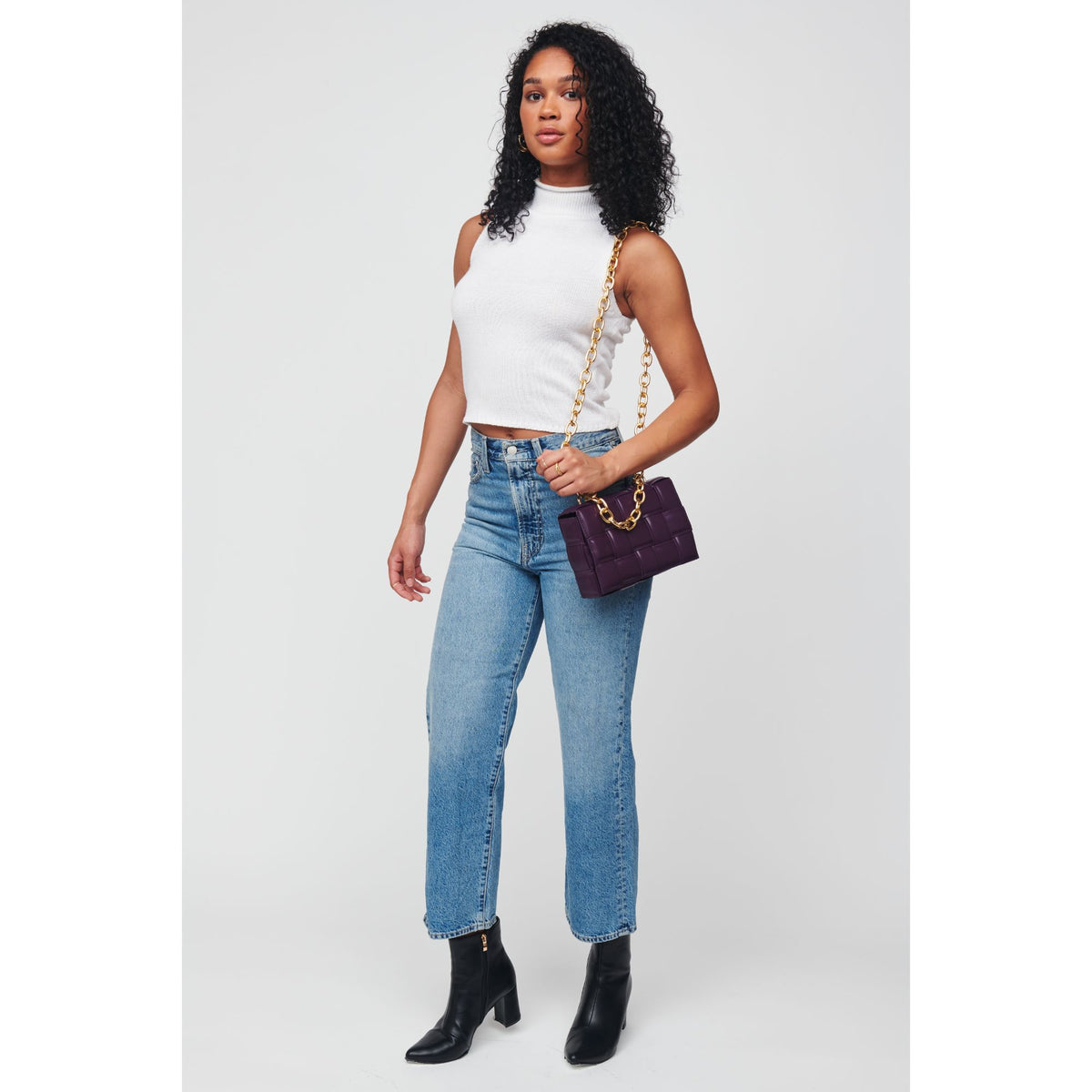 Woman wearing Eggplant Urban Expressions Ines Crossbody 818209012133 View 3 | Eggplant