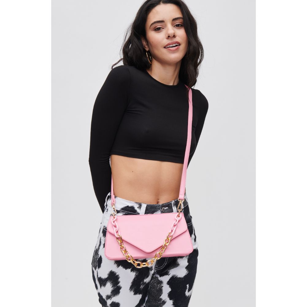 Woman wearing Bubblegum Urban Expressions Lisette Crossbody 840611118271 View 2 | Bubblegum