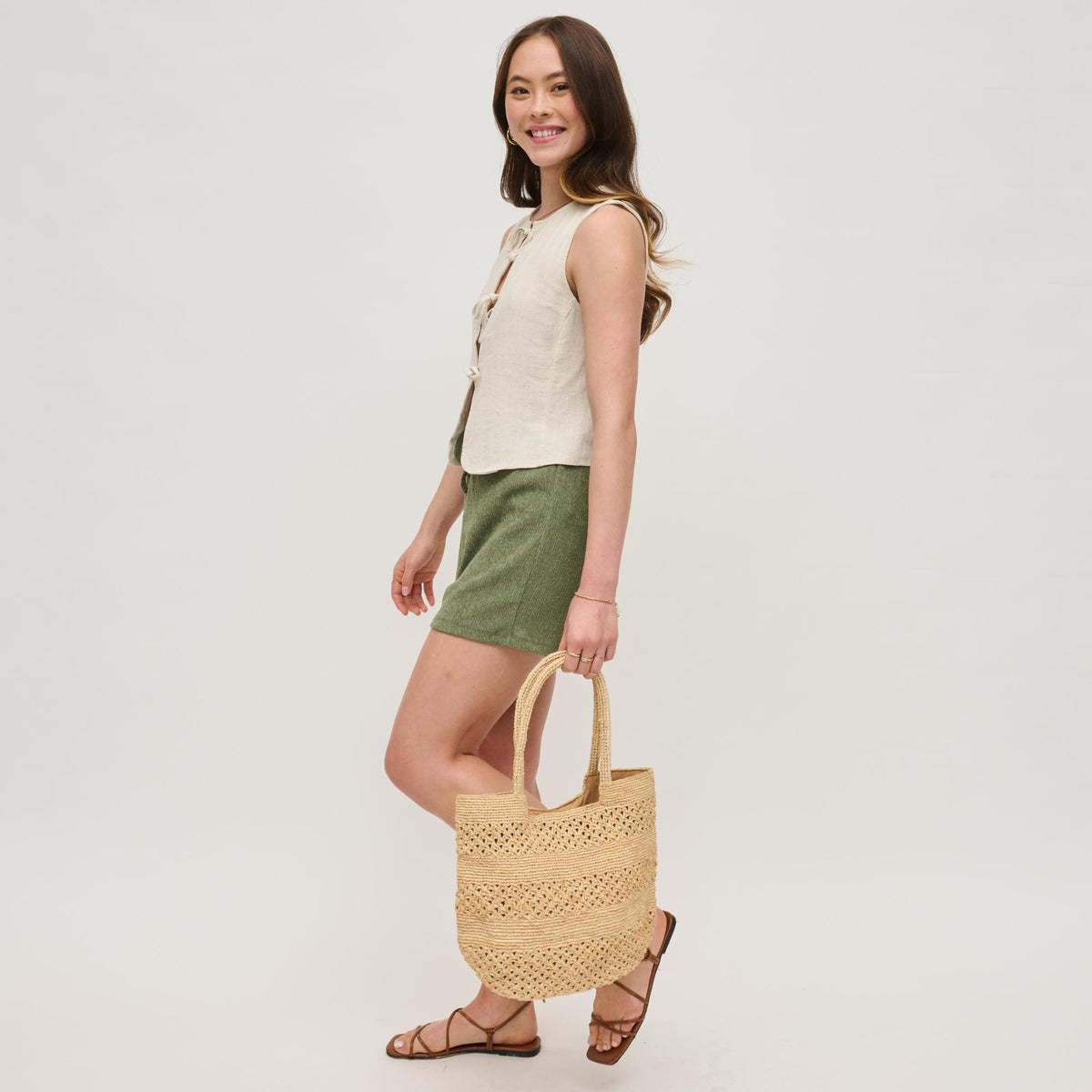 Woman wearing Natural Urban Expressions Brynn Tote 840611153852 View 3 | Natural
