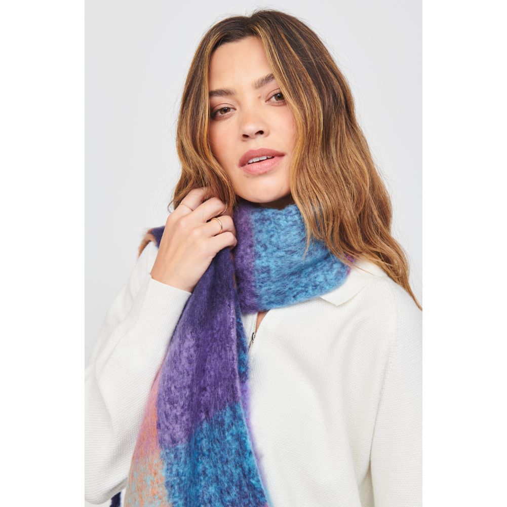 Woman wearing Purple Multi Urban Expressions MAGGIO Scarves 840611103970 View 1 | Purple Multi