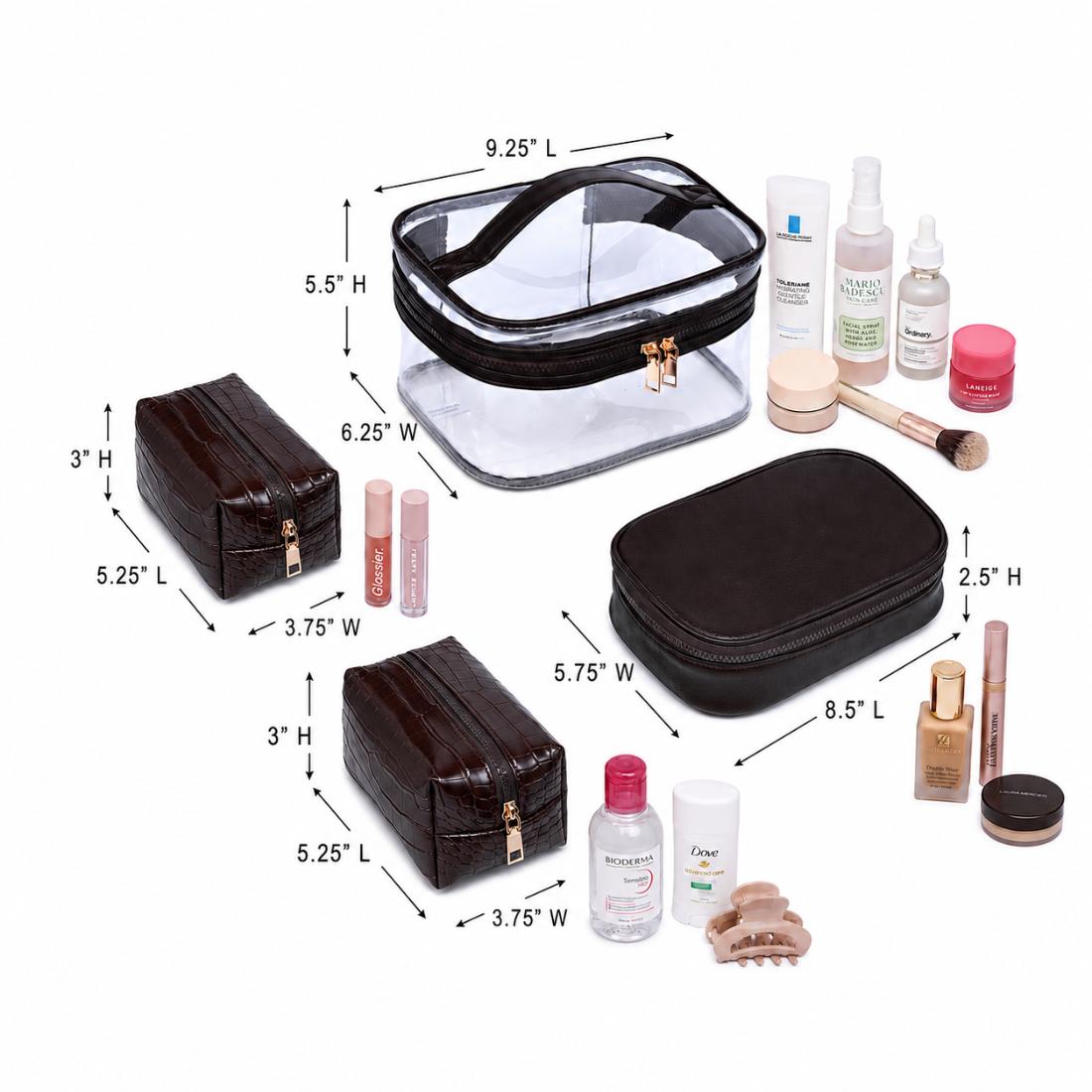 Woman wearing Chocolate Urban Essentials Croc Chic - 4 Piece Train Case Set 840504215704 View 3 | Chocolate
