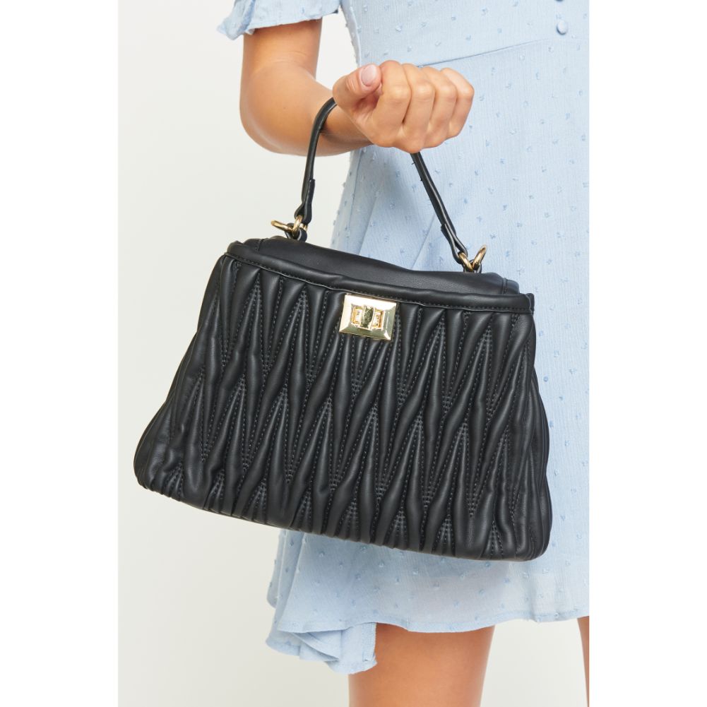 Woman wearing Black Urban Expressions Peggy Satchel 840611160348 View 2 | Black