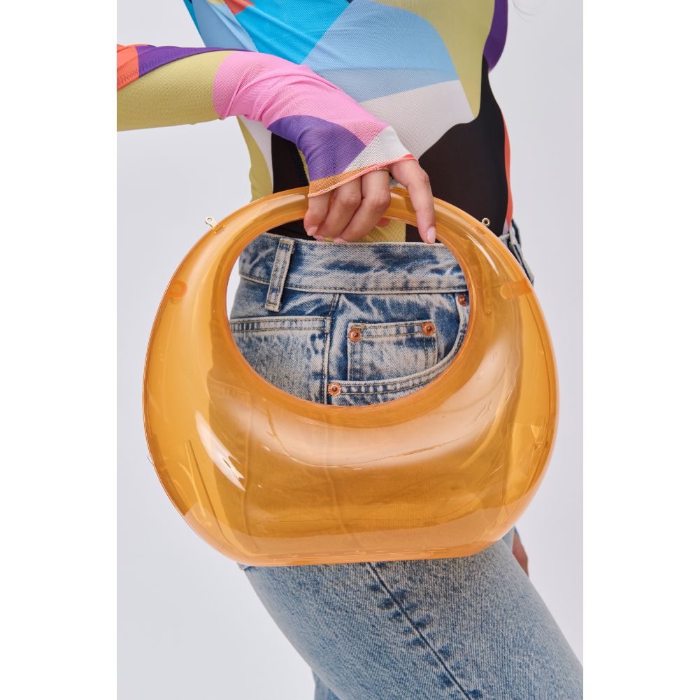 Woman wearing Neon Orange Sol and Selene Bess Evening Bag 840611116956 View 1 | Neon Orange