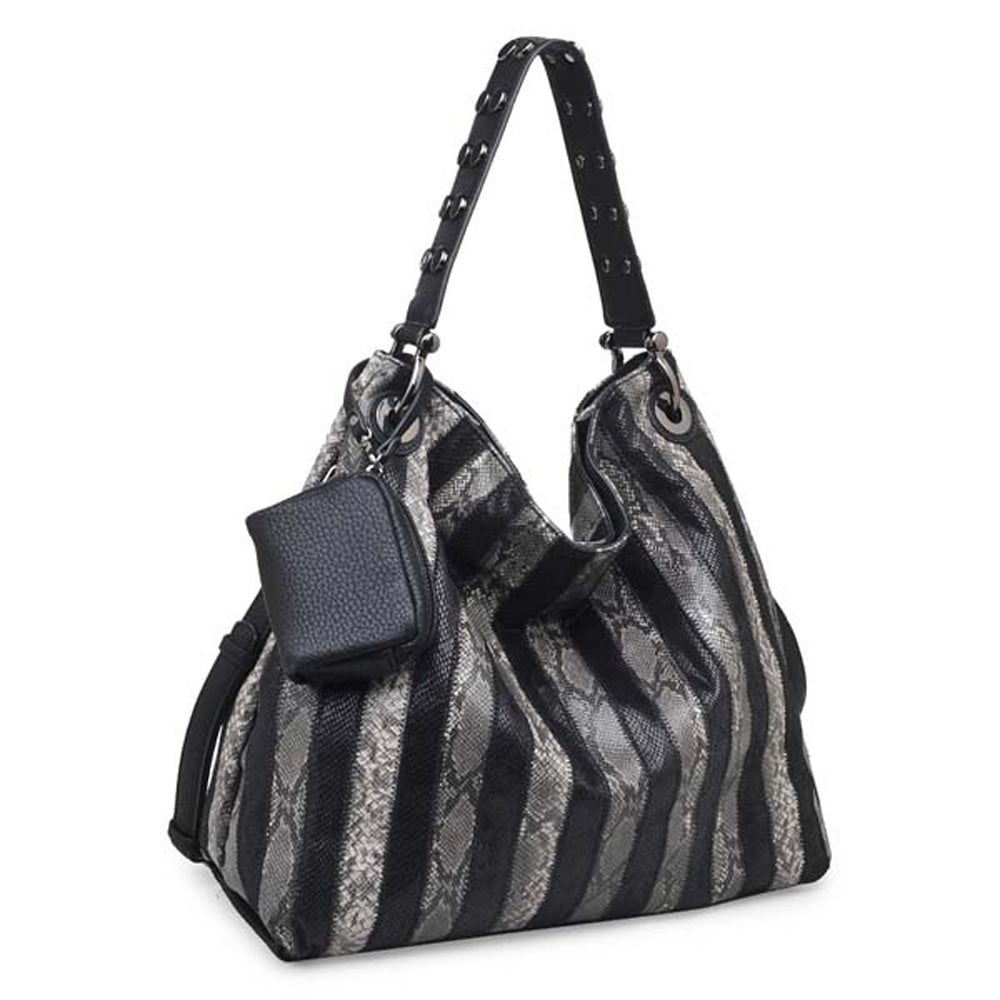 Urban Expressions Amara Snake Women : Handbags : Hobo 840611120199 | Black White