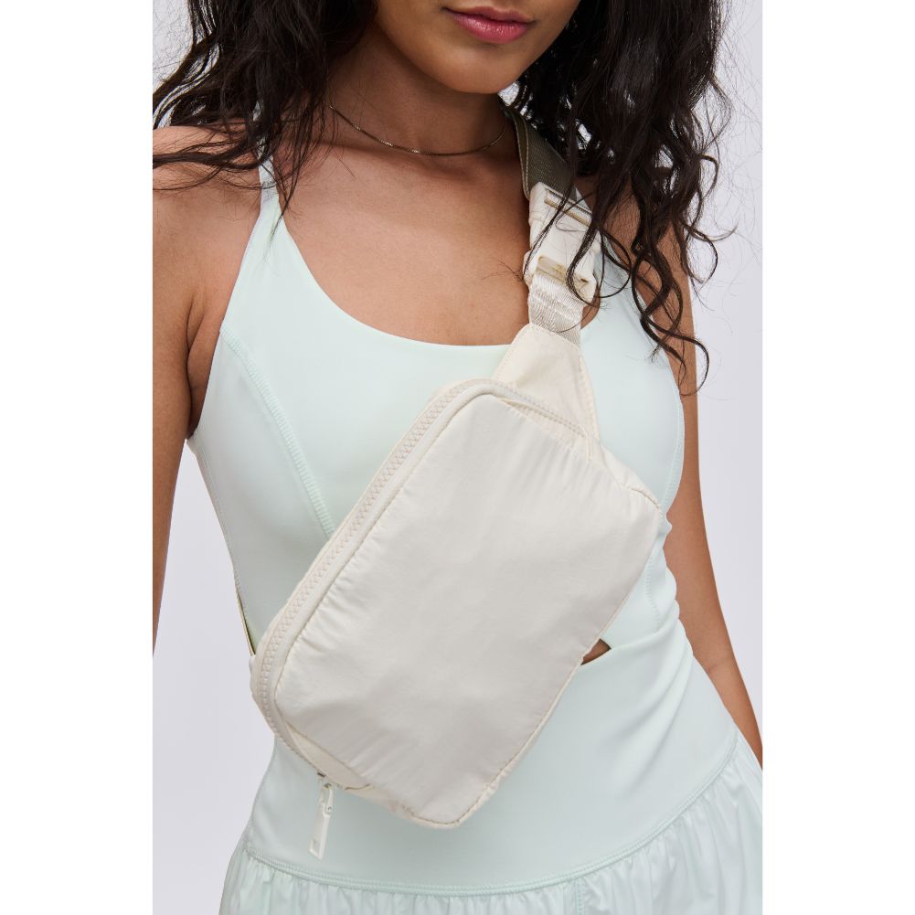 Woman wearing Cream Urban Expressions Jonny - Nylon Belt Bag 840611109866 View 1 | Cream