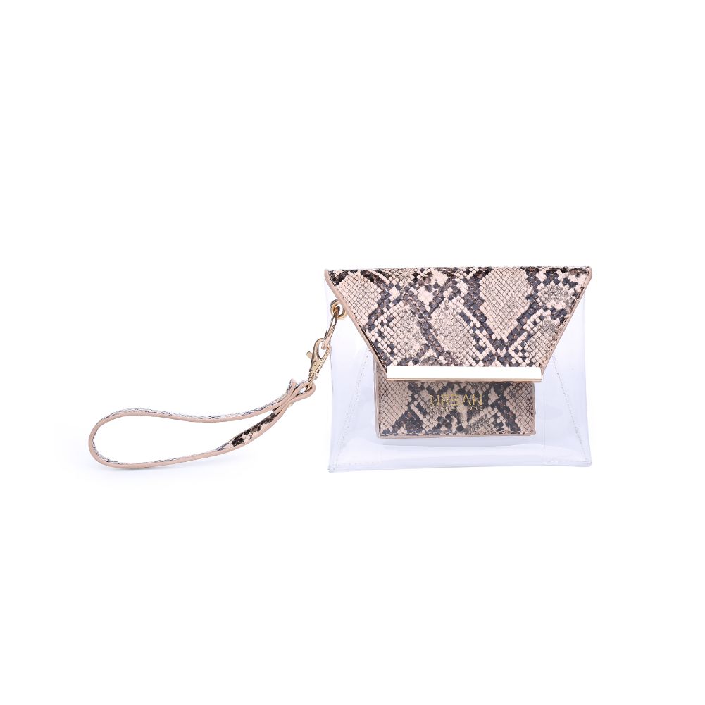 Urban Expressions Reese Snake Women : Clutches : Wristlet 840611163424 | Natural